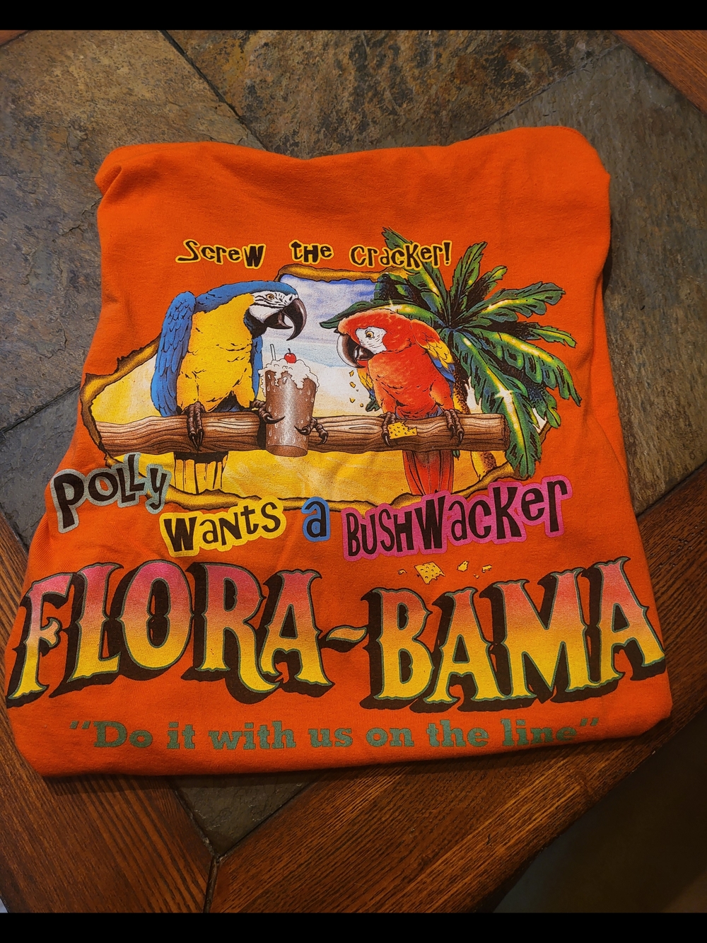 Flora Bama Polly Parrot Orange Bird T-Shirt